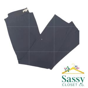 Vince Navy High‑Rise Straight Leg Pants Ankle Slit Luxe Stretch XL EUC